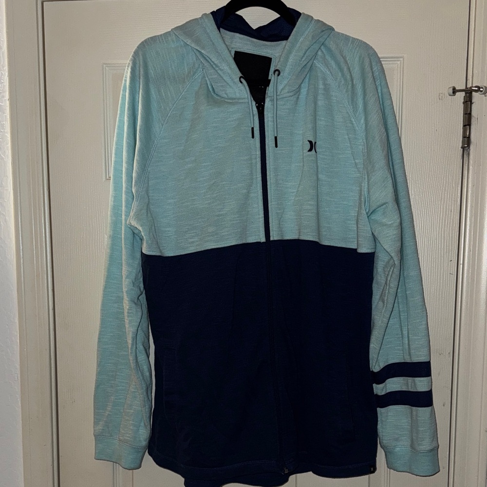 Hurley Blue and Black Zip Up Sweater